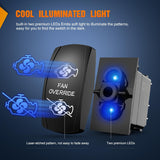 Nilight Fan Override Rocker Switch Led Light Bar 5 Pin Laser On Off SPST Switches 20A/12V 10A/24V Blue with Jumper Wires Set for Cars Trucks Boats ATVs UTVs RVs, view 4