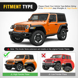 Nilight Fender Flares Extensions Set Compatible with 2018 2019 2020 2021 2022 2023 2024 Wrangler JL and JLU Unlimited 2/4 Doors (Only for High Wheel Arches) Off-Road Widened Front Rear Flat 4 PCS, view 4