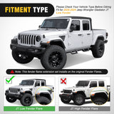 Nilight Fender Flares Extensions Set Compatible with 2020 2021 2022 2023 2024 Gladiator JT (Only for Low Wheel Arches), view 4