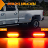 Nilight Fender Side Marker Lights 4 PCS 21 LED Smoke Lens Red Amber Front Rear Clearance Light Compatible with 2015-2022 Chevy Silverado GMC Sierra 2500HD 3500HD Dual Wheeler Trucks, view 3