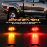 Nilight Fender Side Marker Lights 4 PCS 3 LED Smoke Lens Red Amber Front Rear Clearance Light Compatible with 2001-2014 Chevy Silverado GMC Sierra 1500 2500HD 3500HD Dual Wheeler Trucks, view 3