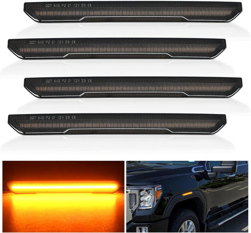 Nilight Fender Side Marker Lights 4 PCS 54 LED Smoke Lens Amber Front Rear Clearance Light Compatible with 2020 2021 2022 2023 2024 Sierra 2500HD 3500HD Pickup Truck