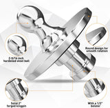Nilight Fifth Wheel to Gooseneck Ball Adapter, Kingpin to 2-5/16 Inch Gooseneck Ball Towing Receiver Adapter for Trailer Tractor w/ 30,000lbs Max Load, Silver, view 3