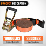 Nilight Flat Hook Ratchet Straps 10 Pack 2 in x 30 Ft Orange | Heavy Duty Tie Down Straps 10,000 Lbs Breaking Strength for Truck, Trailers Pickup, view 5