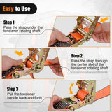 Nilight Flat Hook Ratchet Straps 10 Pack 2 in x 30 Ft Orange | Heavy Duty Tie Down Straps 10,000 Lbs Breaking Strength for Truck, Trailers Pickup, view 6