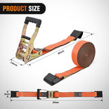 Nilight Flat Hook Ratchet Straps 4 Pack 2 in x 30 Ft Heavy Duty Tie Down Straps 10,000 Lbs Breaking Strength for Truck, Trailers Pickup Orange, view 2
