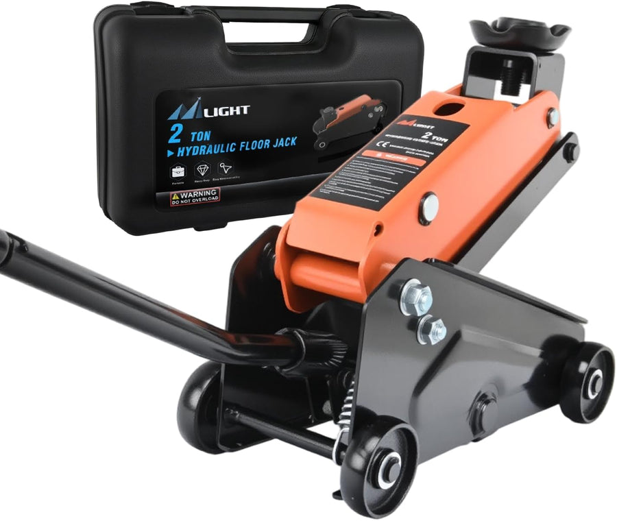 Nilight Floor Jack 2 Ton, Heavy Duty Steel Hydraulic Trolley Car Jack, Portable Emergency Service Jack for Roadside Repair, Lifting Range 5.5 Inch to 15.2 Inch