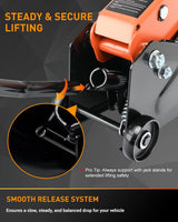 Nilight Floor Jack 2 Ton, Heavy Duty Steel Hydraulic Trolley Car Jack, Portable Emergency Service Jack for Roadside Repair, Lifting Range 5.5 Inch to 15.2 Inch, view 6