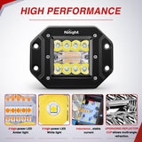 Nilight Flush Mount LED Light Pods 2PCS 42W Amber White 3 Lighting Modes Fog Lights Spot Flood Combo Beam with Dual Control 18AWG Wiring Harness for Truck Pickup Golf Cart UTV ATV SUV Boat 4x4 Car, view 5