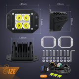 Nilight Flush Mount LED Pod Lights with Amber DRL 2PCS 4.8Inch Spot Beam 20W 2510LM Backup Reverse Offroad Driving Light w/ 16AWG Wiring kit for4x4 Truck SUV Jeep, view 2