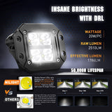 Nilight Flush Mount LED Pod Lights with Amber DRL 2PCS 4.8Inch Spot Beam 20W 2510LM Backup Reverse Offroad Driving Light w/ 16AWG Wiring kit for4x4 Truck SUV Jeep, view 3