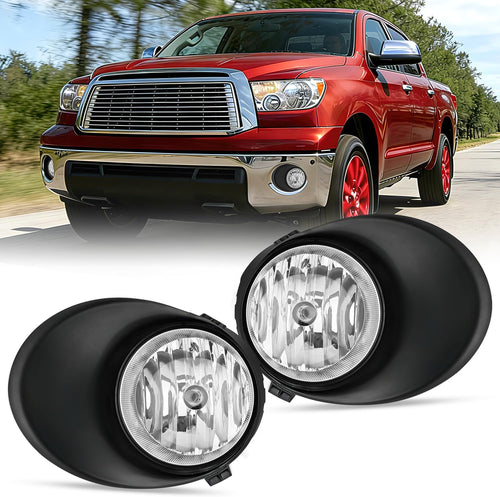Nilight Fog Light Assembly Compatible with 2007 2008 2009 2010 2011 2012 2013 Toyota Tundra 2008-2011 Toyota Sequoia w/Metal Bumper Model Clear Lens Driver and Passenger Side