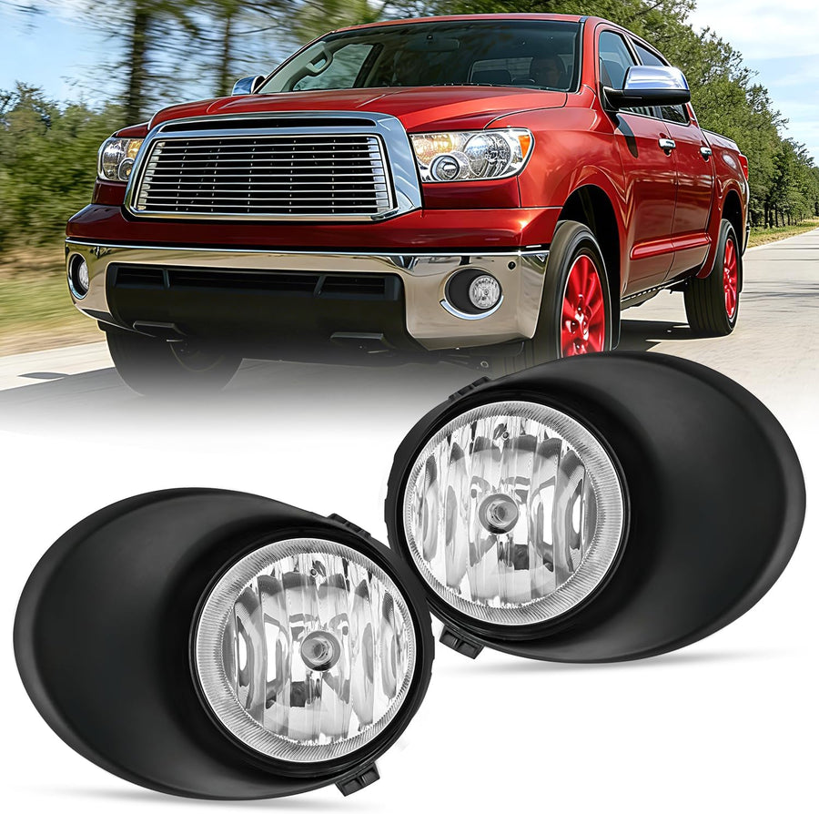 Nilight Fog Light Assembly Compatible with 2007 2008 2009 2010 2011 2012 2013 Toyota Tundra 2008-2011 Toyota Sequoia w/Metal Bumper Model Clear Lens Driver and Passenger Side