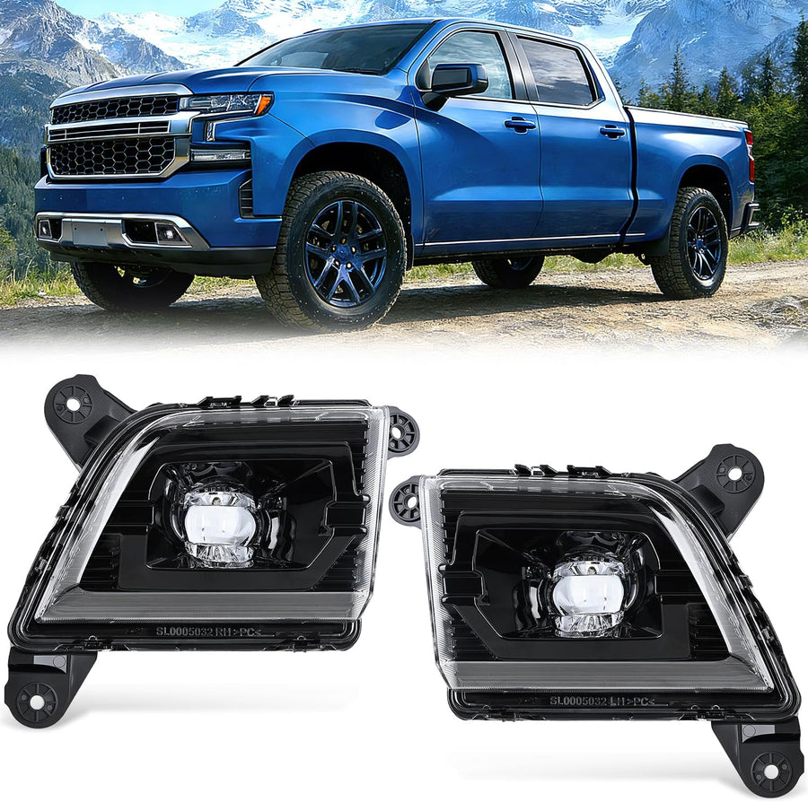 Nilight Fog Light Assembly Compatible with 2019 2020 2021 2022 2023 Chevrolet Silverado 1500 2020-2023 Chevy Silverado 2500HD 3500HD Smoke Lens Driver and Passenger Side