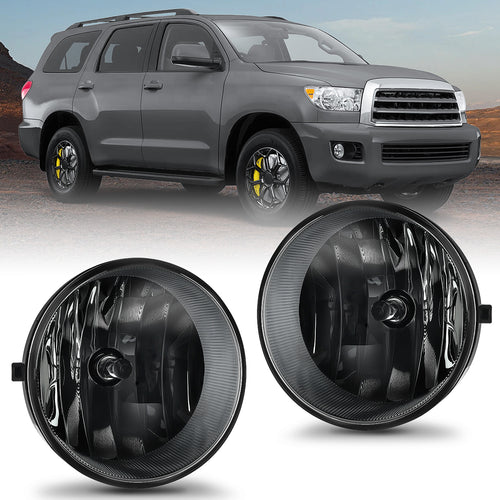 Nilight Fog Light Assembly Compatible with Toyota 2005 2006 2007 2008 2009 2010 2011 Tacoma 2007-2013 Tundra 2008-2017 Sequoia 2004-2006 Solara Smoke Lens w/H10 42W Bulbs