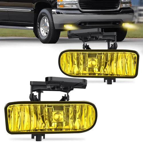 Nilight 1999 2000 2001 2002 GMC Sierra 1500 2500 2001 2002 Sierra 1500HD 2500HD 3500 2000 2001 2002 2003 2004 2005 2006 Amber Yukon Fog Light Assembly