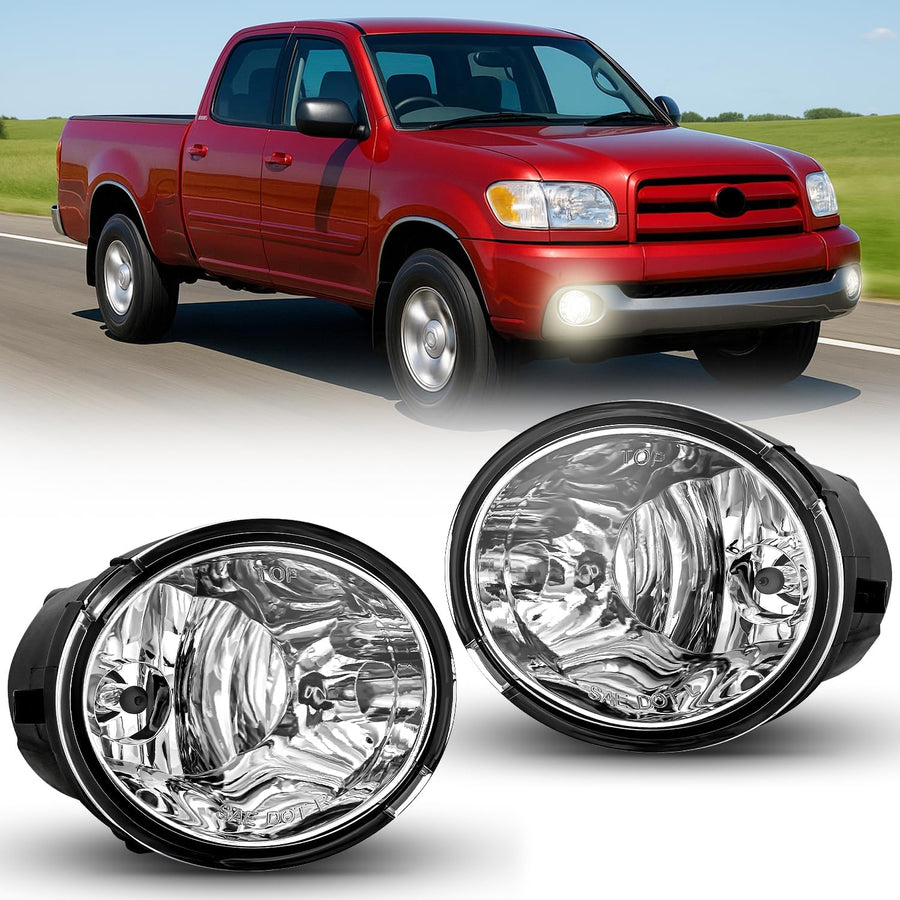 Nilight Fog Lights Assembly Compatible with 2001 2002 2003 2004 2005 2006 2007 Toyota Sequoia 2000-2006 Tundra(NOT fit steel front bumper models) w/9006 12V 51W Bulbs Clear Lens