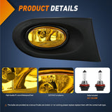 Nilight Fog Lights Assembly Compatible with 2002 2003 2004 Acura RSX Left Driver and Right Passenger Side Amber Lens w/H11 12V 55W Bulbs, view 2