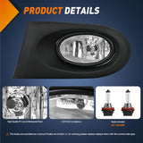 Nilight Fog Lights Assembly Compatible with 2002 2003 2004 Acura RSX Left Driver and Right Passenger Side Clear Lens H11 12V 55W Bulbs, view 2