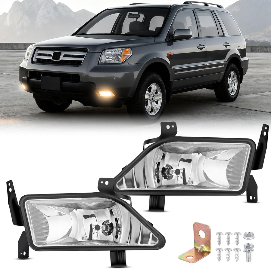 Nilight Fog Lights Assembly Compatible with 2006 2007 2008 Honda Pilot w/H11 12V 55W Bulbs Clear Lens Driver and Passenger Side