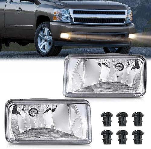 Nilight Fog Lights Assembly Compatible with 2007 2008 2009 2010 2011 2012 2013 2014 2015 Chevrolet Silverado Avalanche Tahoe Suburban GMC Sierra Yukon Cadillac Escalade Clear Lens