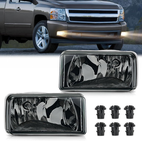 Nilight Fog Lights Assembly Compatible with 2007 2008 2009 2010 2011 2012 2013 2014 2015 Chevrolet Silverado Avalanche Tahoe Suburban GMC Sierra Yukon Cadillac Escalade smoke Lens
