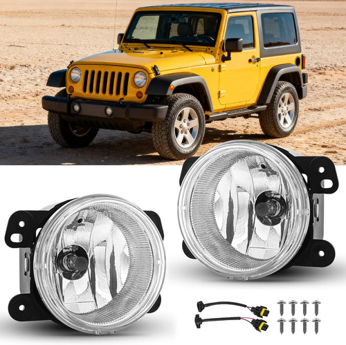 Nilight Fog Lights Assembly Compatible with 2007 2008 2009 Jeep Wrangler 2005-2008 Dodge Magnum 2009 Journey 2006-2010 Chrysler PT Cruiser 2005-2010 300 Touring Models Clear Lens