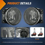 Nilight Fog Lights Assembly Compatible with 2007 2008 2009 Jeep Wrangler 2005-2008 Dodge Magnum 2009 Journey 2006-2010 Chrysler PT Cruiser 2005-2010 300 Touring Models Smoke Lens, view 2