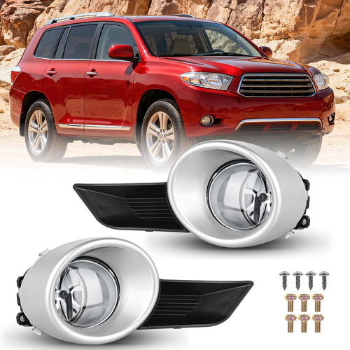 Nilight Fog Lights Assembly Compatible with 2008 2009 2010 2011 Toyota Highlander Left Driver and Right Passenger Side Clear Lens w/H11 12V 55W Bulbs