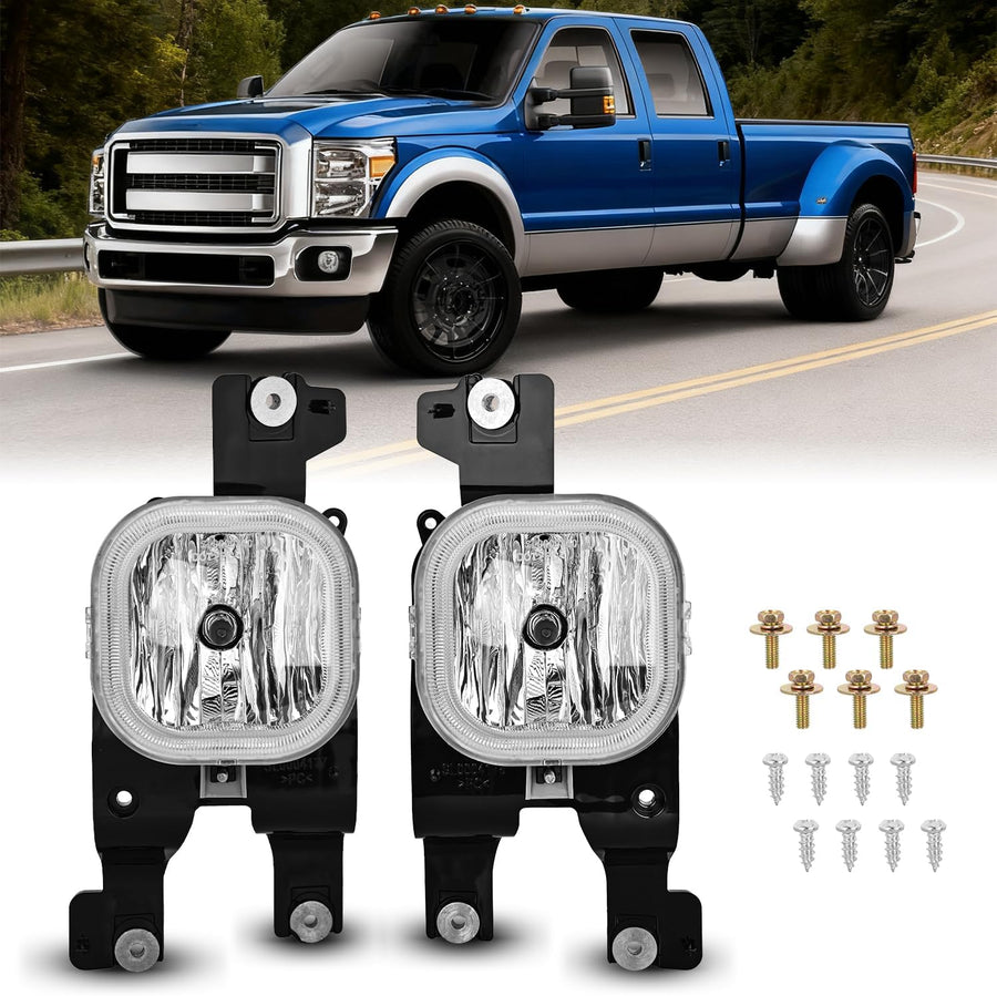 Nilight Fog Lights Assembly Compatible with 2008 2009 2010 FORD F-250 F-350 F-450 F-550 F250 F350 F450 F550 SUPER DUTY Clear Lens w/H10 12V 42W Bulbs
