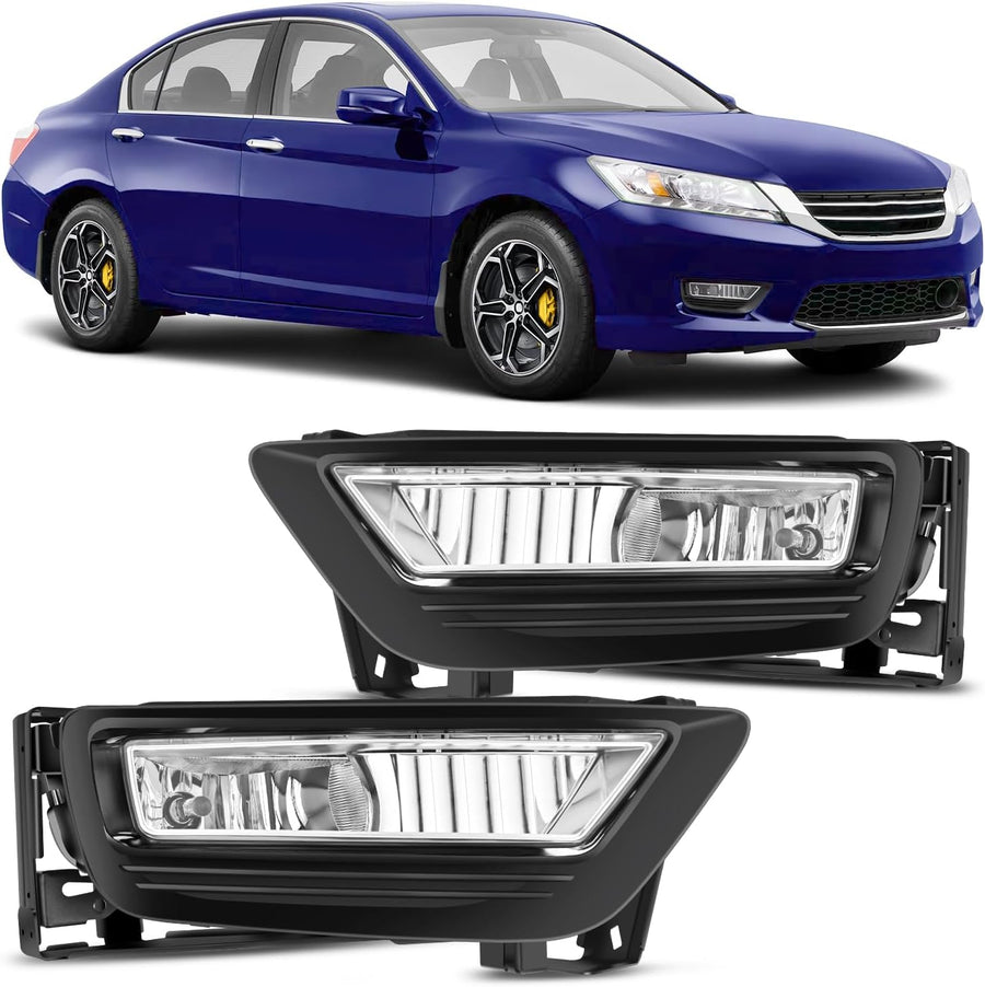 Nilight Fog Lights Assembly Compatible with 2013 2014 2015 Honda Accord (4-door Sedan) w/H8 12V 25W Bulbs Clear Lens Driver and Passenger Side