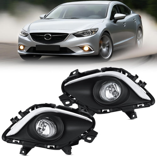 Nilight Fog Lights Assembly Compatible with 2013 2014 2015 MAZDA 6 Clear Lens Driver and Passenger Side H11 12V 55W Bulbs