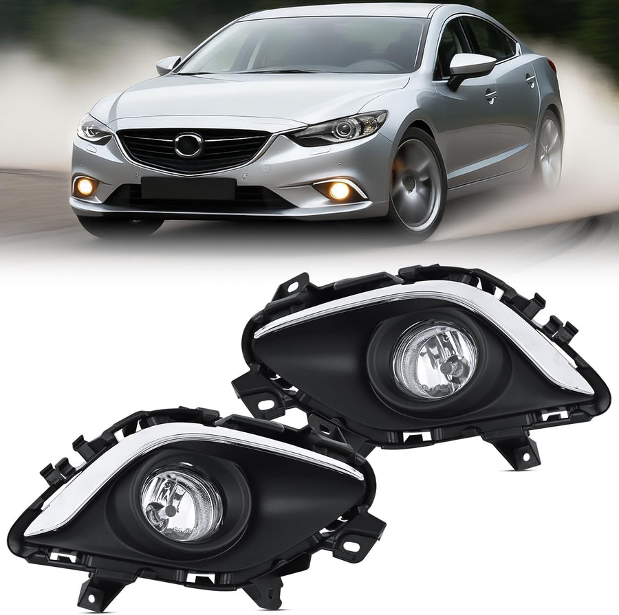 Nilight Fog Lights Assembly Compatible with 2013 2014 2015 MAZDA 6 Clear Lens Driver and Passenger Side H11 12V 55W Bulbs