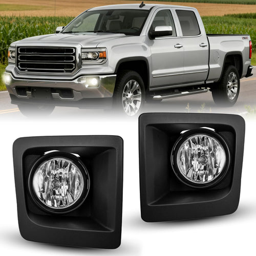 Nilight Fog Lights Assembly Compatible with 2014 2015 GMC Sierra 1500 Left Driver and Right Passenger Side Clear Lens w/H3 12V 20W Halogen Bulbs