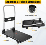 Nilight Foldable Platform Cart 220 lbs Push Dolly with 3 Inch PU Wheels PP Deck Flatbed Cart for Home Garage Office Use Black, view 3