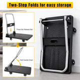 Nilight Foldable Platform Cart 220 lbs Push Dolly with 3 Inch PU Wheels PP Deck Flatbed Cart for Home Garage Office Use Black, view 4