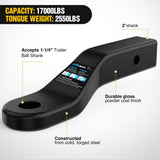 Nilight Forged Trailer Hitch Mount Fits 2 Inch Receiver Square 5/8 Inch Hitch Pin Clip 17000 lbs 2 Inch Drop, 1-1/4 Inch Hole, Gloss Black Powder Coat, view 6