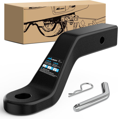 Nilight Forged Trailer Hitch Mount Fits 2 Inch Receiver Square 5/8 Inch Hitch Pin Clip 17000 lbs 4 Inch Drop, 1-1/4 Inch Hole, Gloss Black Powder Coat