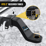 Nilight Forged Trailer Hitch Mount Fits 2 Inch Receiver Square 5/8 Inch Hitch Pin Clip 17000 lbs 4 Inch Drop, 1-1/4 Inch Hole, Gloss Black Powder Coat, view 5