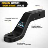 Nilight Forged Trailer Hitch Mount Fits 2 Inch Receiver Square 5/8 Inch Hitch Pin Clip 17000 lbs 4 Inch Drop, 1-1/4 Inch Hole, Gloss Black Powder Coat, view 6