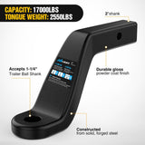 Nilight Forged Trailer Hitch Mount Fits 2 Inch Receiver Square 5/8 Inch Hitch Pin Clip 17000 lbs 6 Inch Drop, 1-1/4 Inch Hole, Gloss Black Powder Coat, view 6