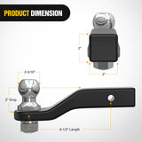 Nilight Forged Trailer Hitch Mount with 2-5/16-Inch Ball Fits 2 Inch Receiver Square 5/8Inch Hitch Pin Clip 15000 lbs 2Inch Drop, 1-1/4Inch Hole, Gloss Black Powder Coat, view 2