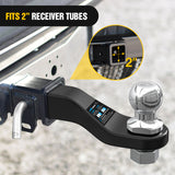 Nilight Forged Trailer Hitch Mount with 2-5/16-Inch Ball Fits 2 Inch Receiver Square 5/8Inch Hitch Pin Clip 15000 lbs 2Inch Drop, 1-1/4Inch Hole, Gloss Black Powder Coat, view 3