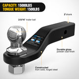 Nilight Forged Trailer Hitch Mount with 2-5/16-Inch Ball Fits 2 Inch Receiver Square 5/8Inch Hitch Pin Clip 15000 lbs 2Inch Drop, 1-1/4Inch Hole, Gloss Black Powder Coat, view 6