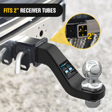 Nilight Forged Trailer Hitch Mount with 2-5/16-Inch Ball Fits 2 Inch Receiver Square 5/8Inch Hitch Pin Clip 15000 lbs 4Inch Drop, 1-1/4Inch Hole, Gloss Black Powder Coat, view 3