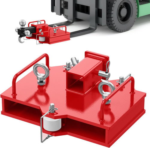 Nilight Forklift Trailer Hitch Attachment Fits 2 Inch Receiver 6500 LBS Capacity Clamp on Dual Pallet Forks Forklift Tow Hitch Attachment Universal Forklift Ball Hitch Mount Trailer Towing Adapter