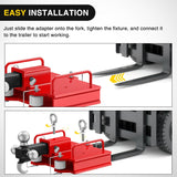 Nilight Forklift Trailer Hitch Attachment Fits 2 Inch Receiver 6500 LBS Capacity Clamp on Dual Pallet Forks Forklift Tow Hitch Attachment Universal Forklift Ball Hitch Mount Trailer Towing Adapter, view 6