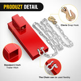 Nilight Forklift Trailer Hitch Attachment Fits 2 Inch Receiver Clamp on Pallet Fork Trailer Towing Adapter with Safety Chain & Hook Red, view 5