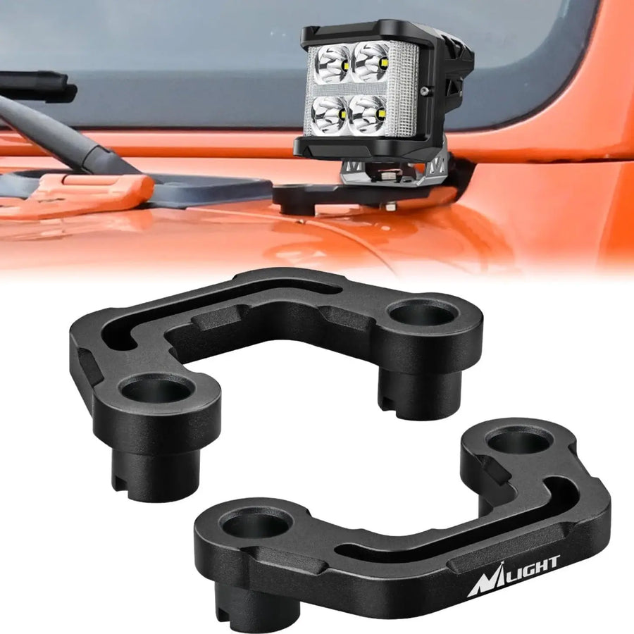 Nilight Front A-Pillar Hood Cowl Mounts For 2018 2019 2020 2021 2022 2023 Jeep Wrangler JL/JLU 2020 2021 2022 2023 Gladiator JT