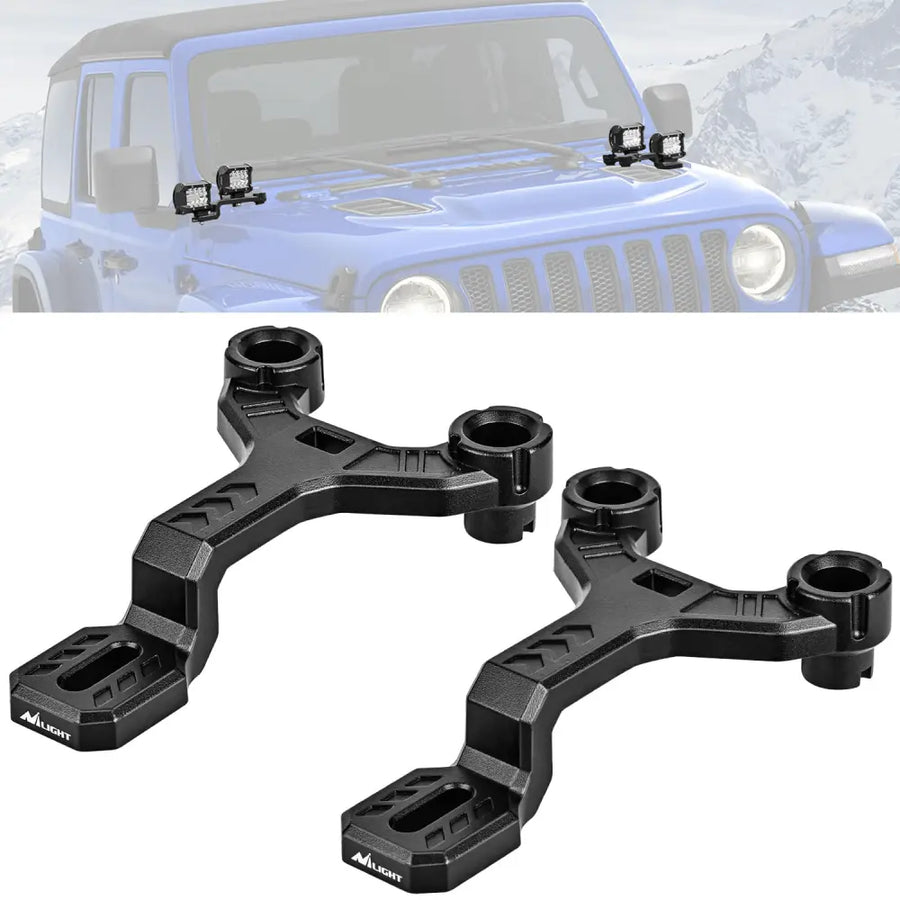 Nilight Front A-Pillar Dual Hood Mounts For 2018 2019 2020 2021 2022 2023 Jeep Wrangler JL/JLU 2020 2021 2022 2023 Gladiator JT